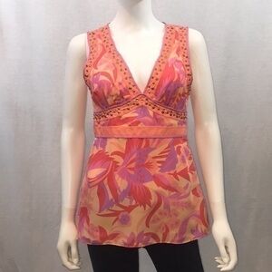 UEC Express printed silk sleeveless blouse small